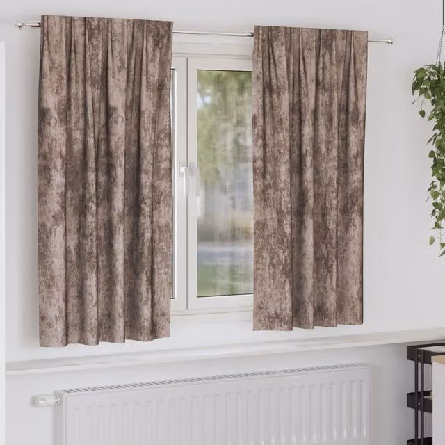 Berkfield Home Velvet Eyelet Curtains, 2 Pack, Cappuccino Brown, H 175 x W 140 cm – 1