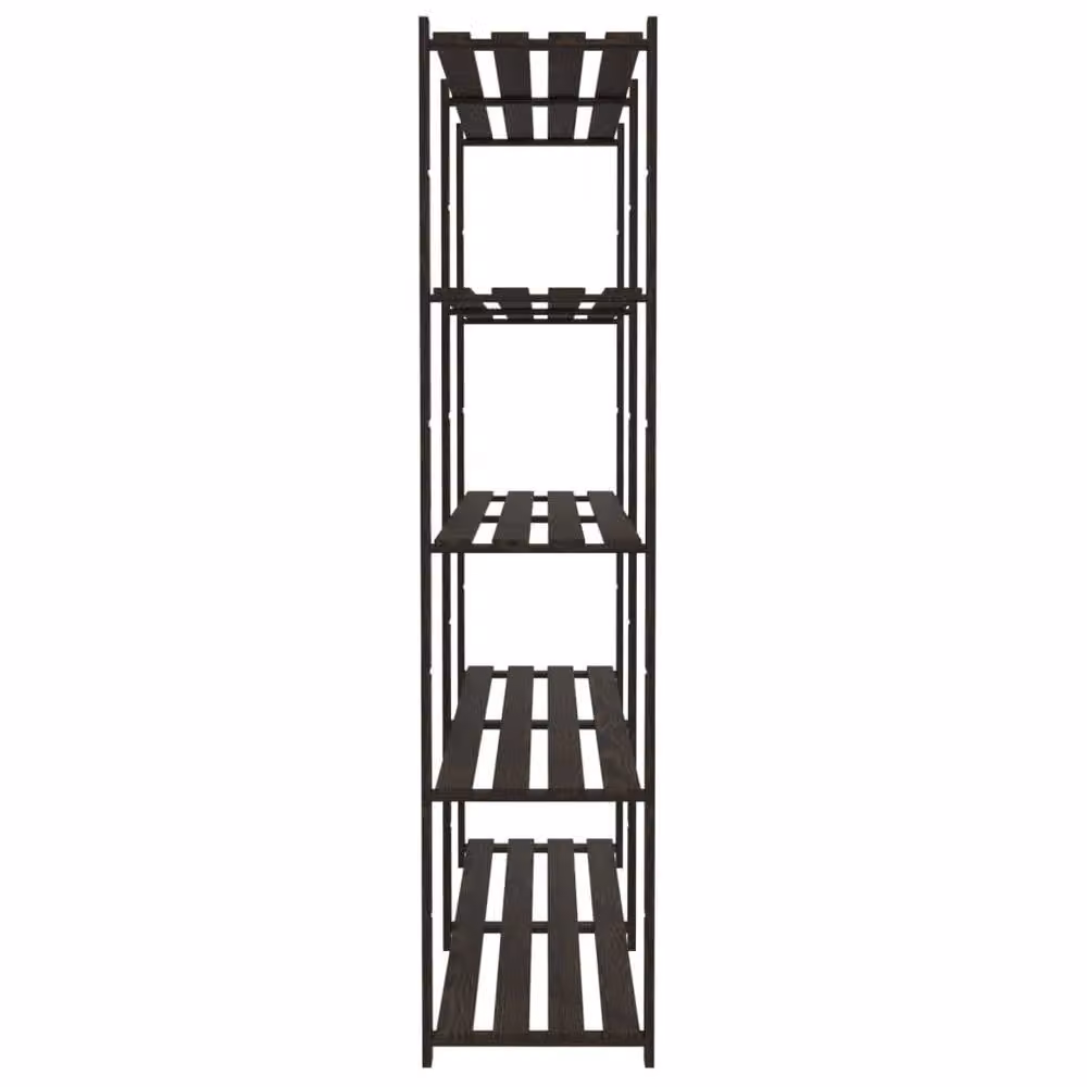 Berkfield Home Beautiful 5-Tier Solid Wood Pine Storage Rack, Black, H 170 x W 170 x D 38 cm – 4
