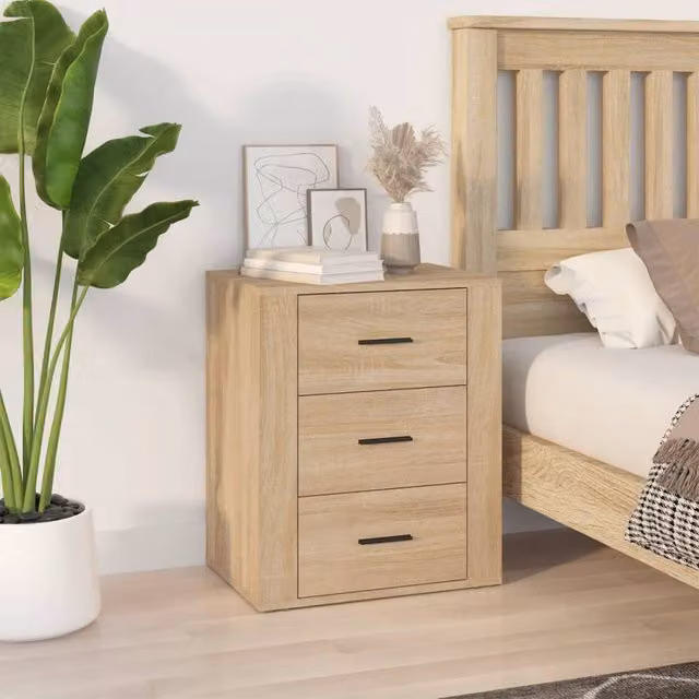 Berkfield Home Sonoma Oak Bedside Cabinet in Brown, W/D/H: 50 x 36 x 60 cm – 1