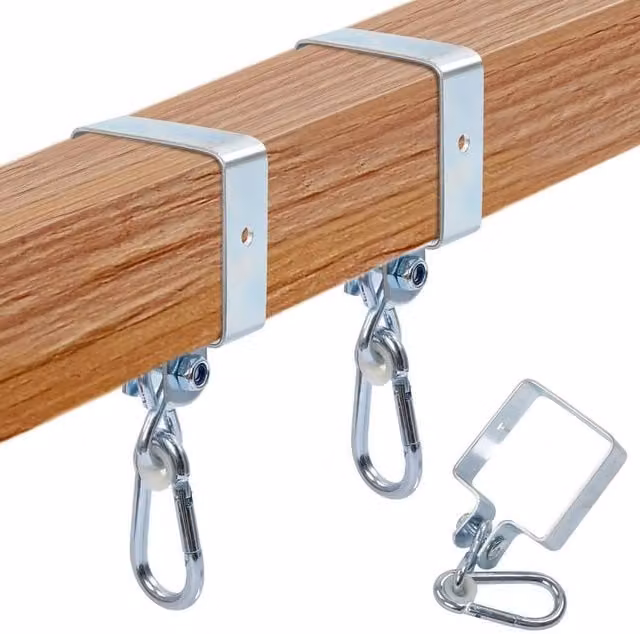 Kelvenix 2X Heavy Duty Galvanised Steel Hammock Hook Hanging Kit in Silver – 1