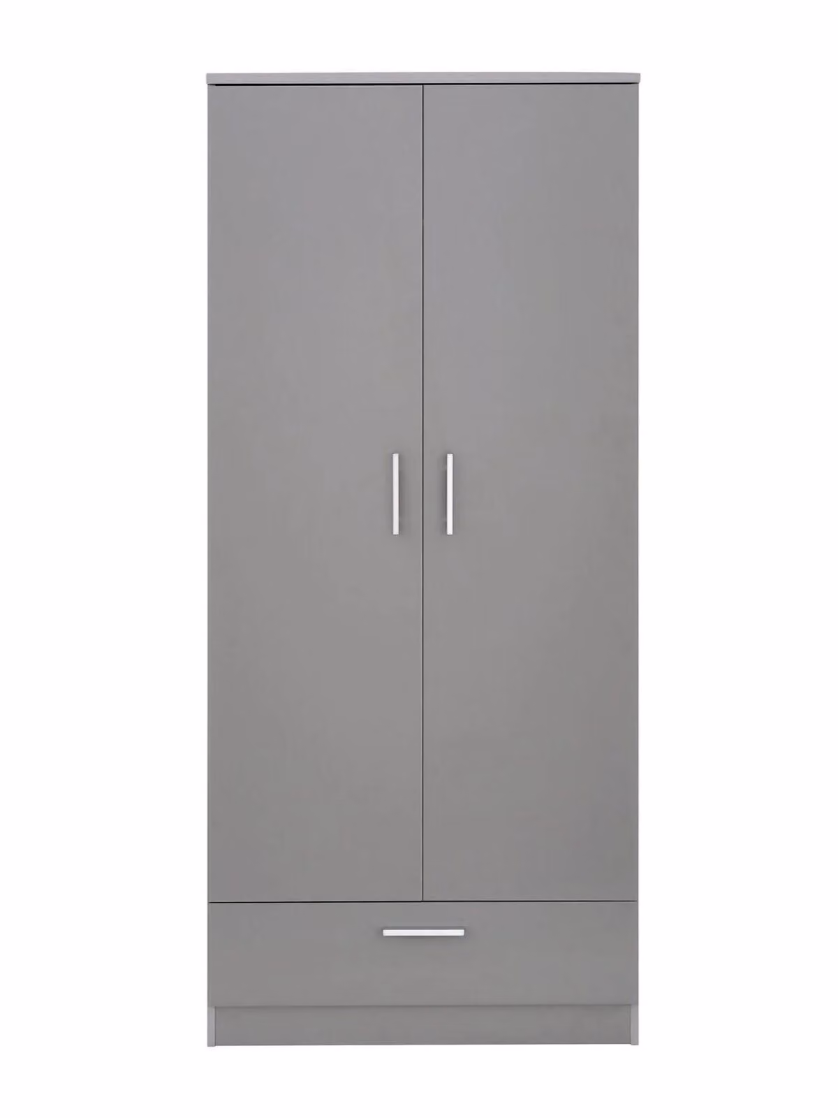 Panama Modern 2 Door 1 Drawer Wardrobe in Grey with Hanging Bar