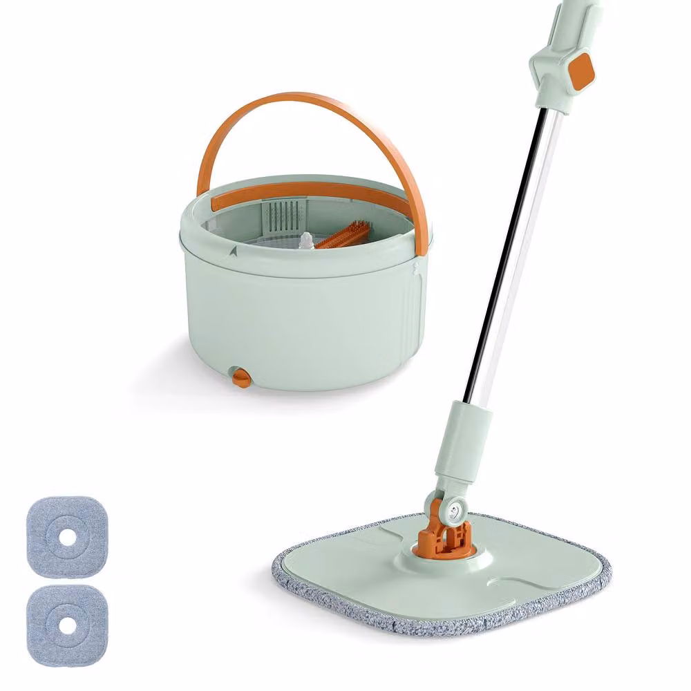 Costway Mop and Bucket Set with Wringer and 2 Microfibre Pads in Green – 2