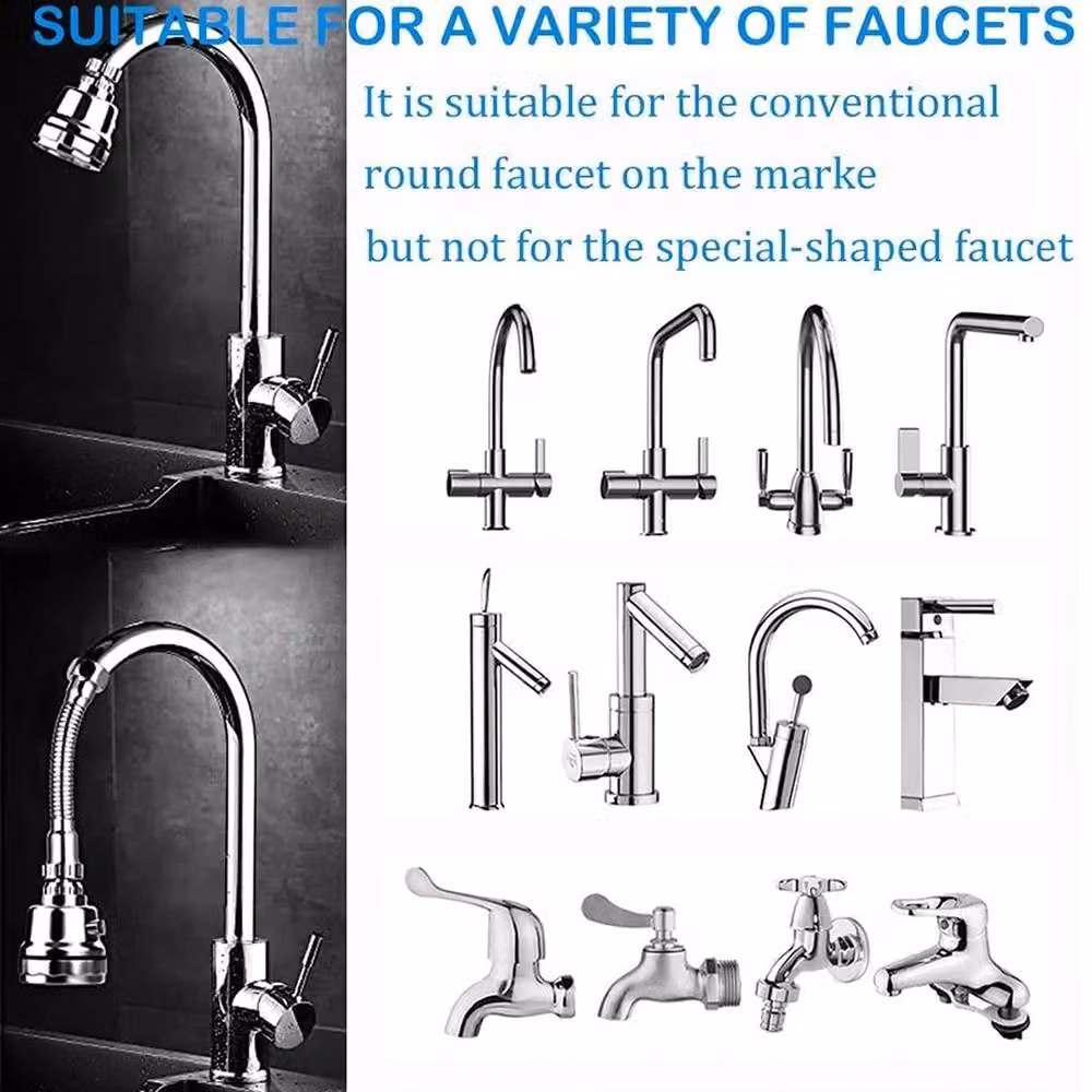 NESTLUNE 360 Degree Flexible Kitchen Sink Tap Spray Head Attachment, Silver, W: 52 cm, H: 7.6 cm – 5