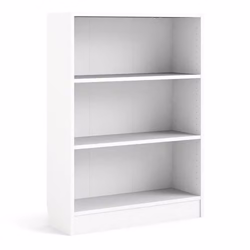 Furniture To Go Basic Low Wide Bookcase with 2 Shelves in White – 1