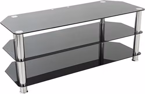 AVF Black Minimalist Corner Glass and Metal TV Stand, W: 125 cm, D: 40 cm, H: 35 cm – 5