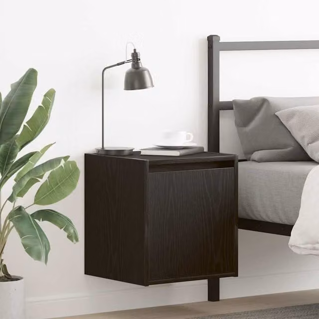 Berkfield Home Wall-Mounted Bedside Cabinet in Black, W/D/H: 38 x 34 x 40 cm