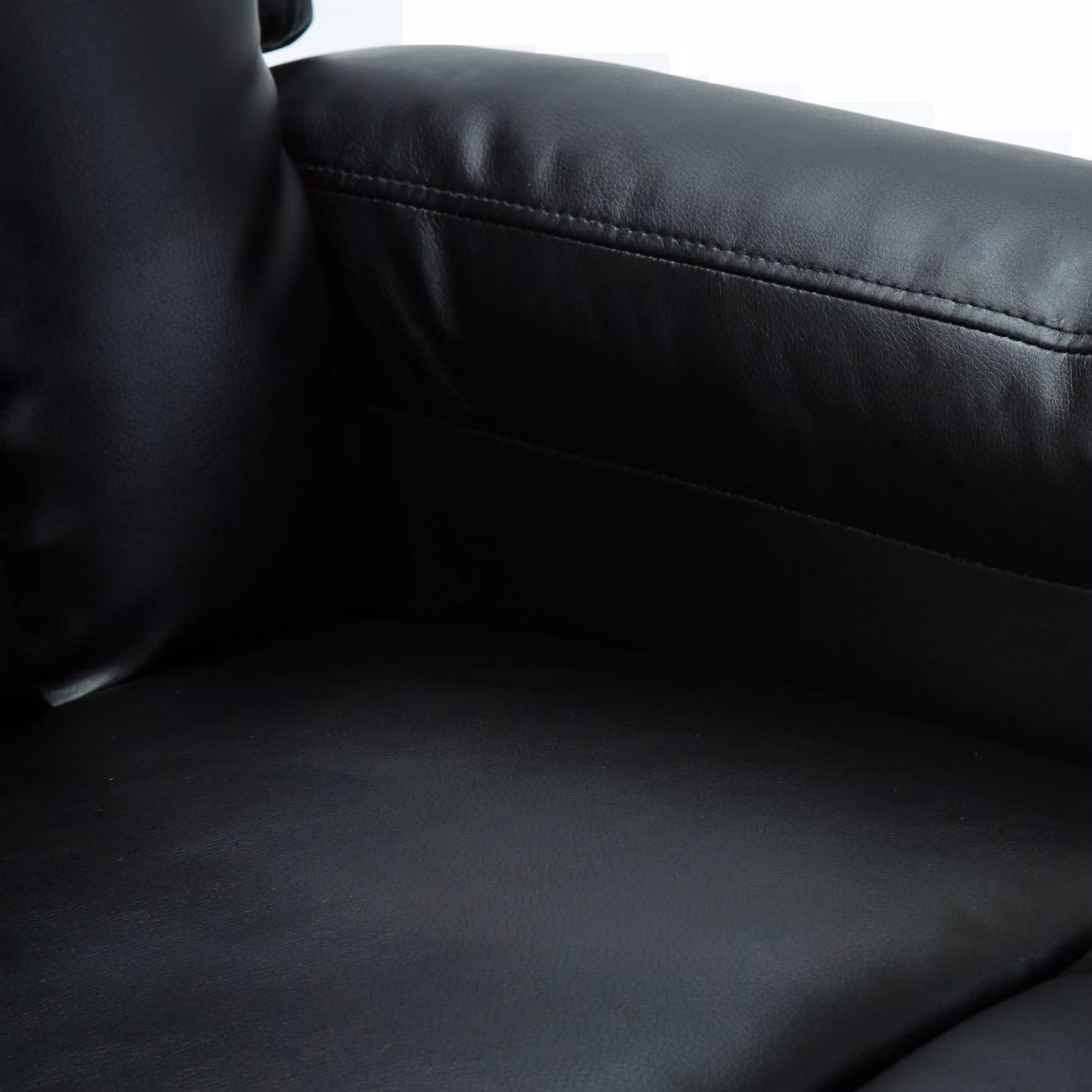More4Homes Studio Black Synthetic Leather Manual Recliner Armchair with Drink Holders – 4
