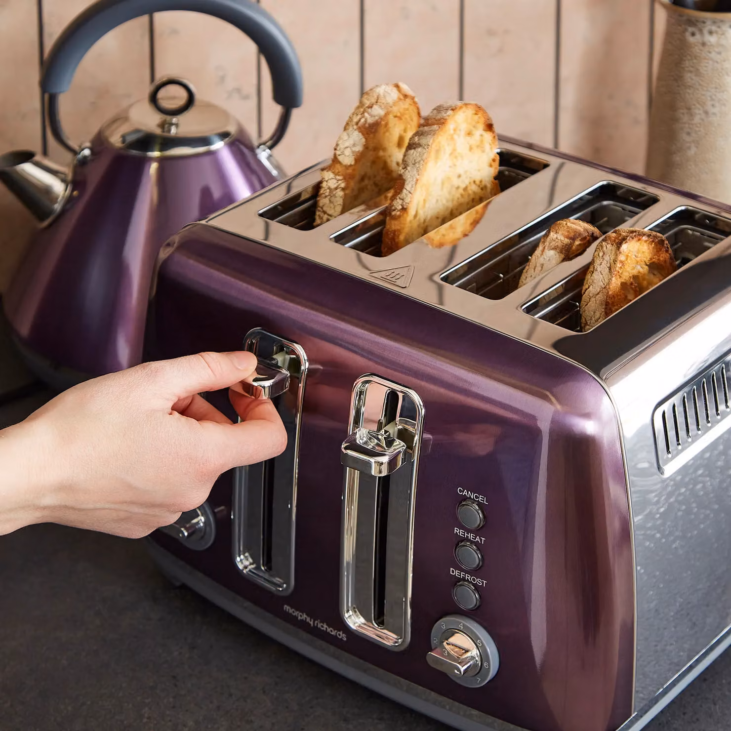 Morphy Richards Accents Metallic Kettle and Toaster Bundle in Purple – 5