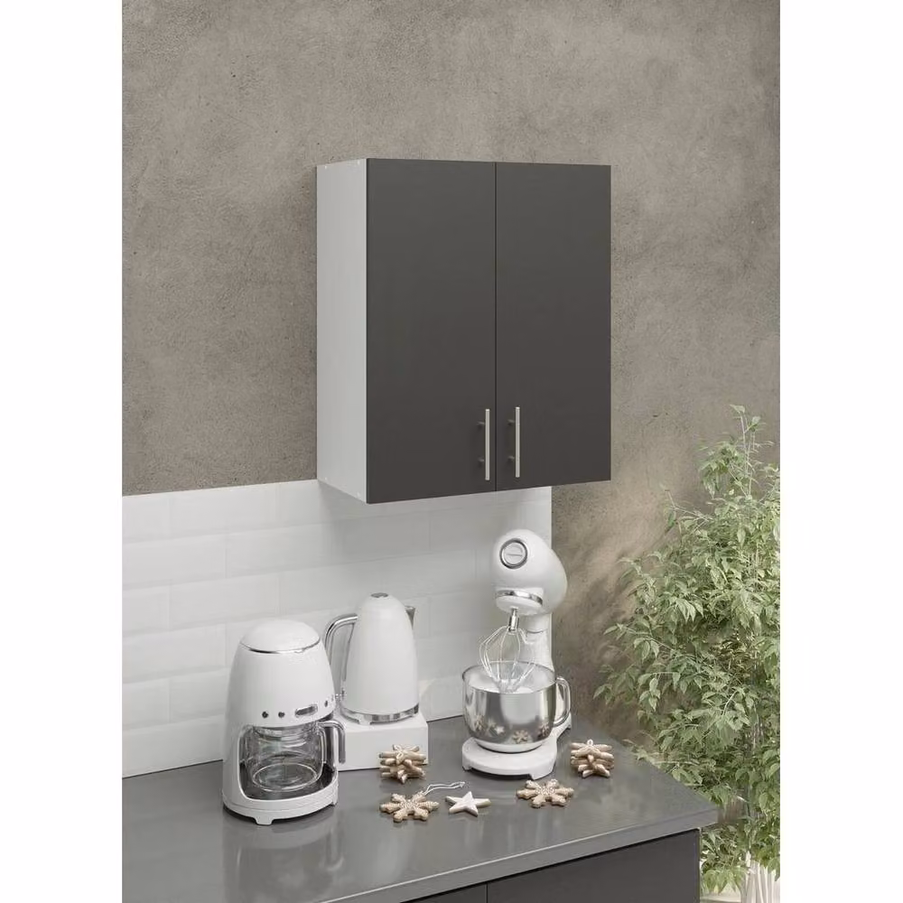 SPETLEK Modern Grey Kitchen Wall Unit Storage Cabinet with Hinged Doors – 2