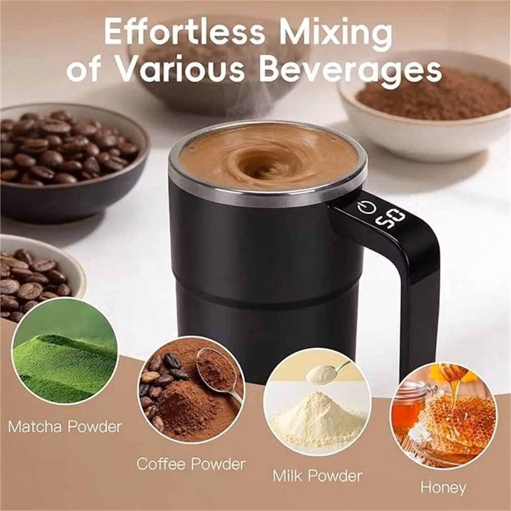 Nordara Black Stainless Steel Self Stirring Electric Mug, 100ml – 5
