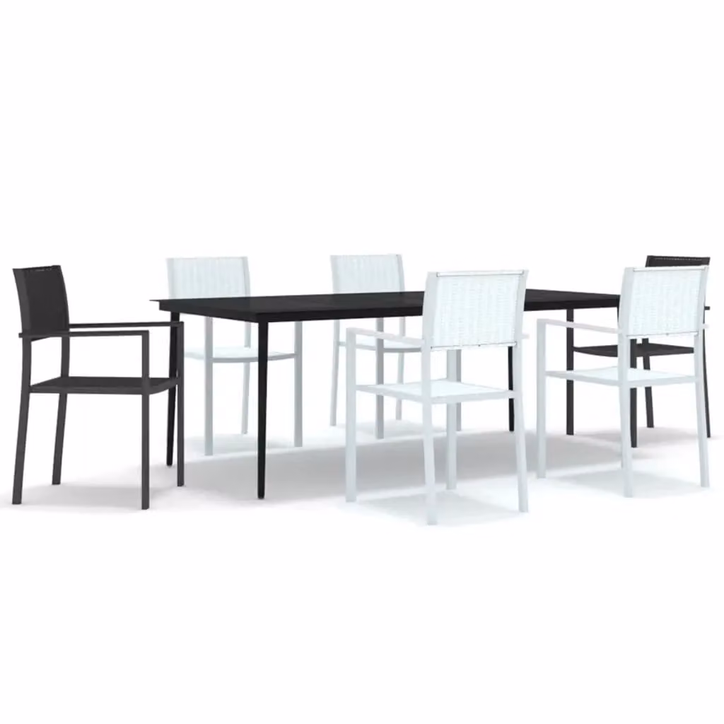 Berkfield Home 7 Piece Modern Garden Dining Set in Black and White – 2