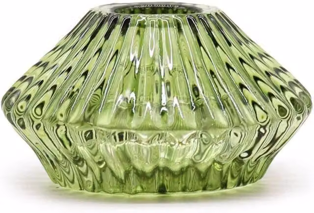 KDMD Jade Flower Glass Tealight and Taper Candle Holder in Green – 1