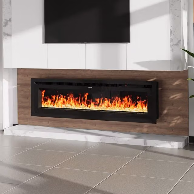 Lifeideas 3-in-1 Multi-Mount Electric Fireplace, Black, Width: 127 cm