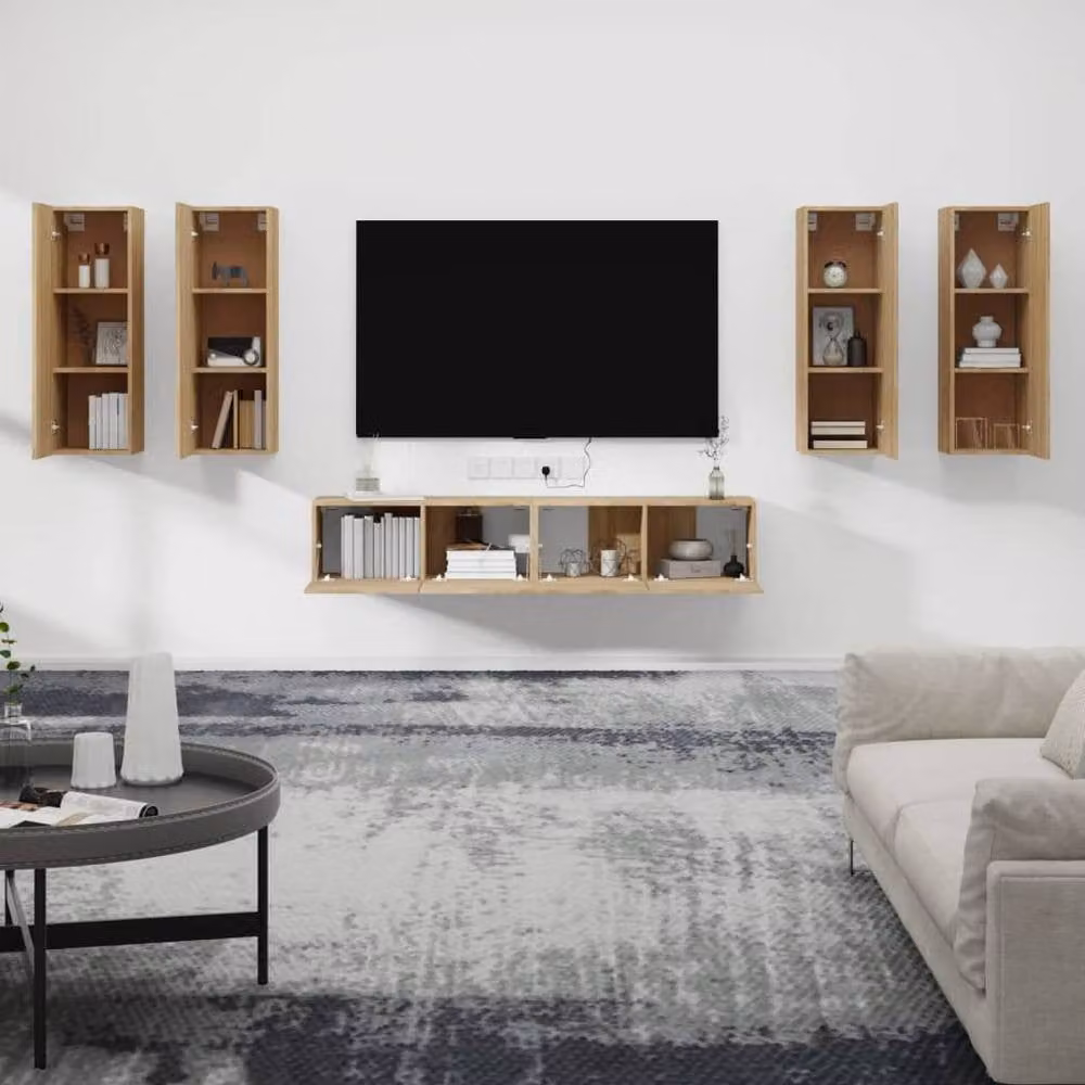 Berkfield Home 6 Piece Sonoma Oak TV Cabinet Set in Brown – 2