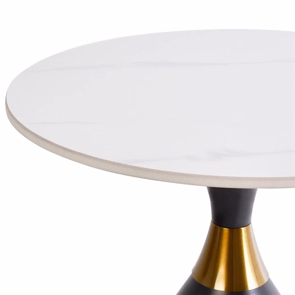 Wyld and Coco Sculptural Side Table with White Sintered Stone Top and Black Metal Base – 3
