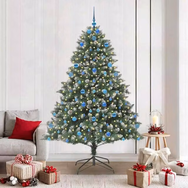 Berkfield Home Green Artificial Christmas Tree with Stand, W/D/H: 140 x 140 x 210 cm – 1