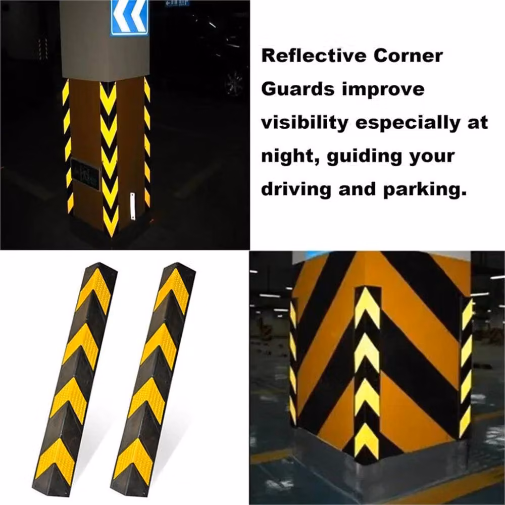 Kelvenix 2-Piece Reflective Black Corner Wall Guards, W: 520 mm, L: 10000 mm – 4