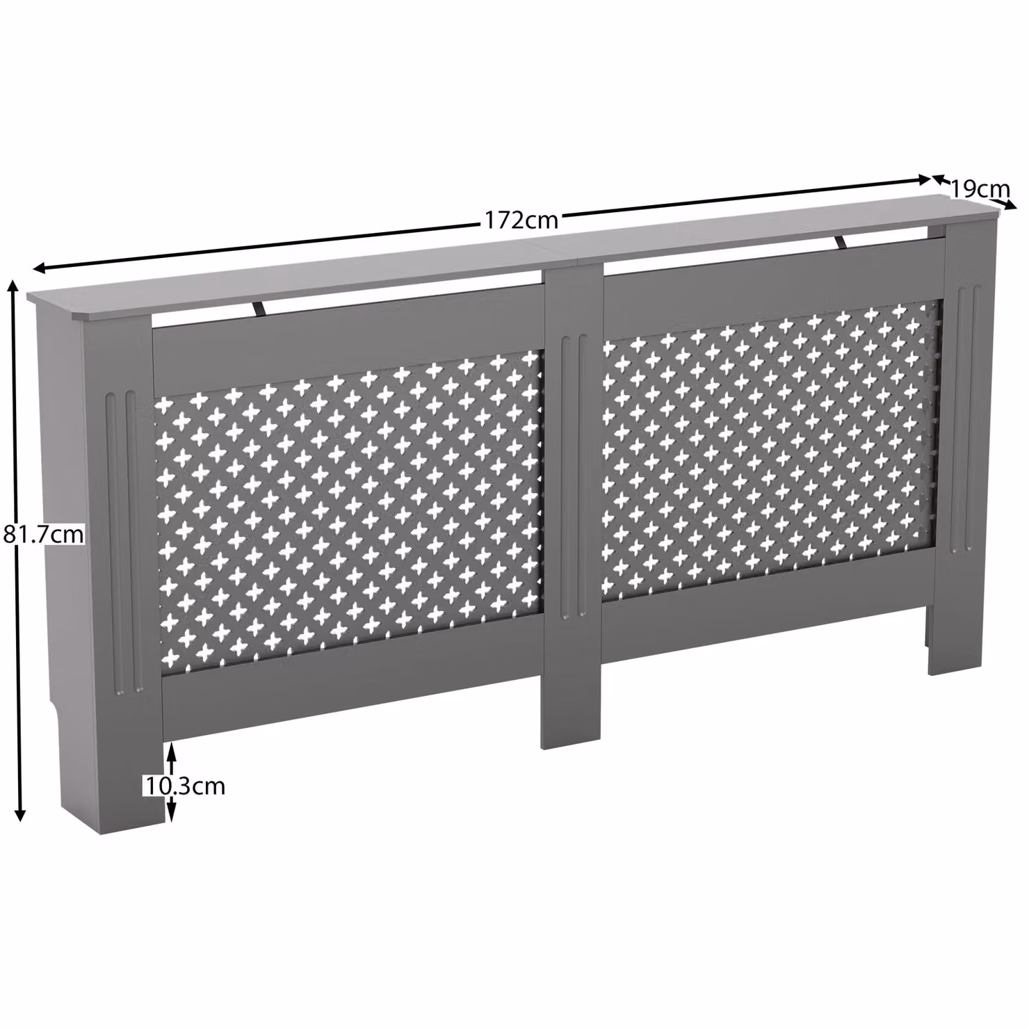 Vida Designs Oxford MDF Radiator Cover, Grey, W: 82.0 cm, H: 172.0 cm, D: 19.0 cm – 2