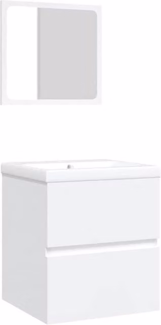 Berkfield Home White Glossy Bathroom Sink Cabinet with Basin and Mirror – 1