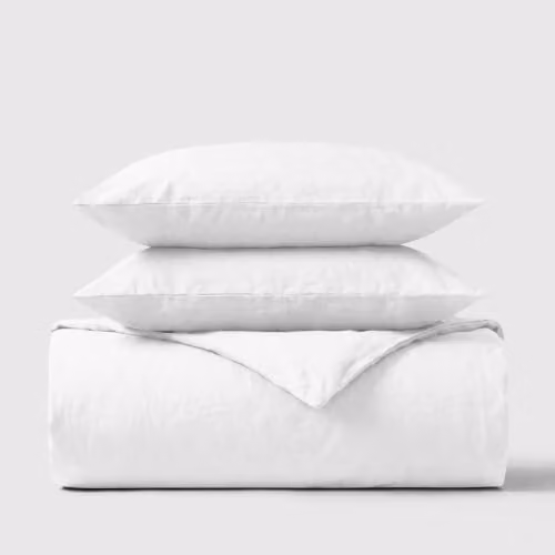 Bedable 100% Cotton Percale Duvet Cover Set in White, Double Size (140 x 200 cm) with Pillowcase (50 x 90 cm)