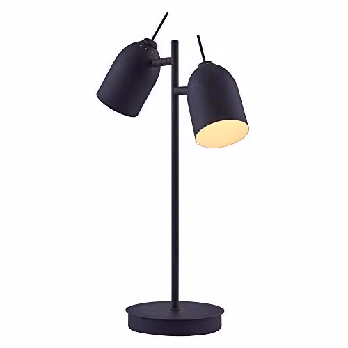Teamson Home Adjustable Double Spotlight Standing Desk Lamp in Black Metal Finish – 1