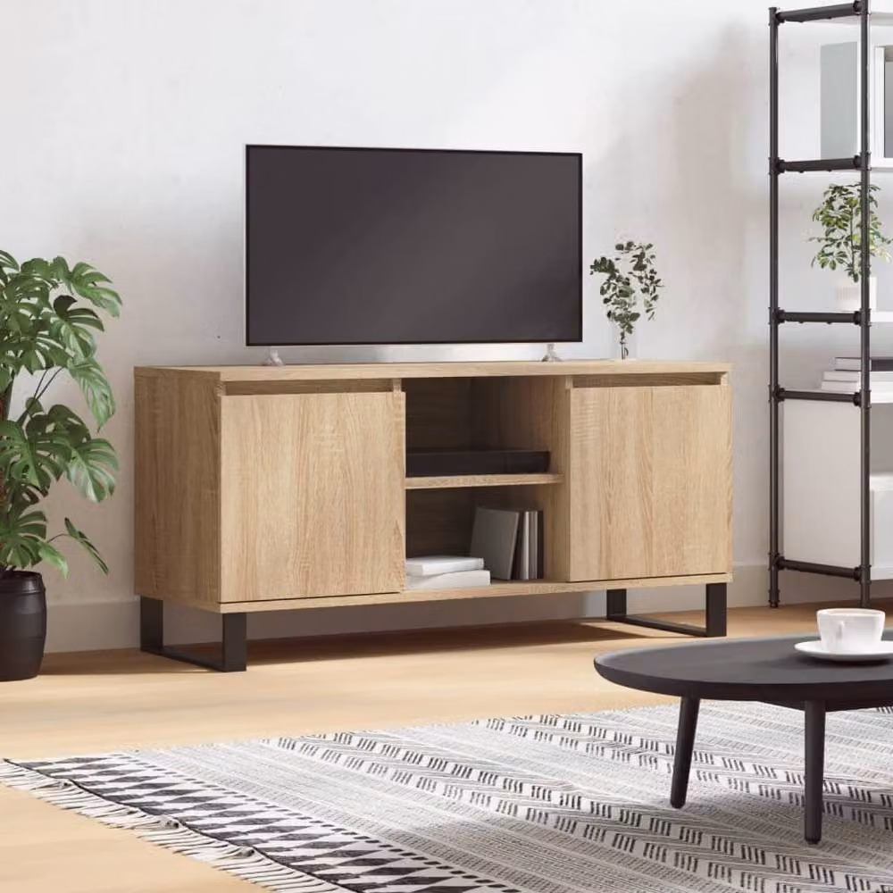 Berkfield Home Sonoma Oak TV Cabinet in Light Brown, W/D/H: 104 x 35 x 50 cm – 2