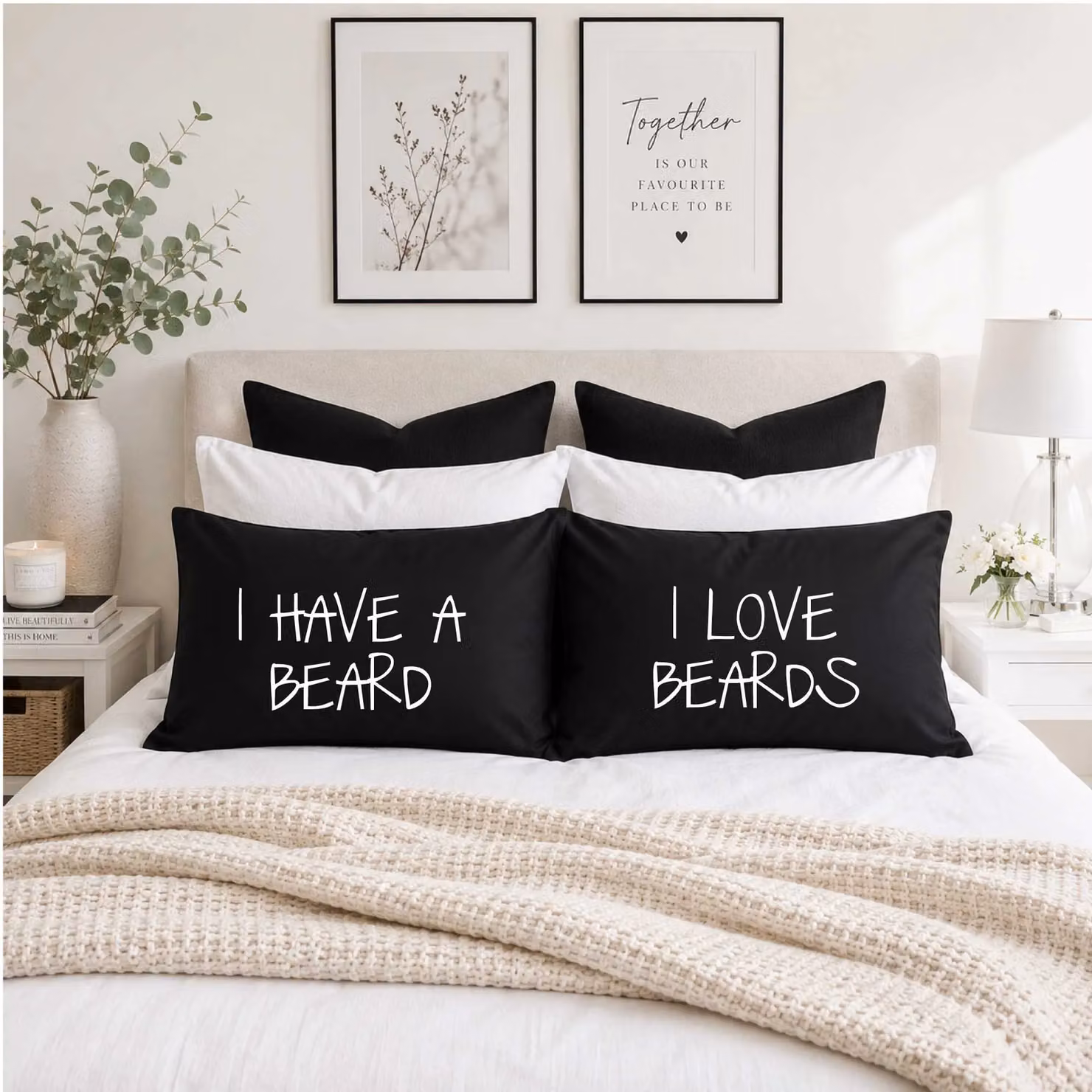 60 SECOND MAKEOVER I Love Beards Cotton Pillowcase Set in Black – 2