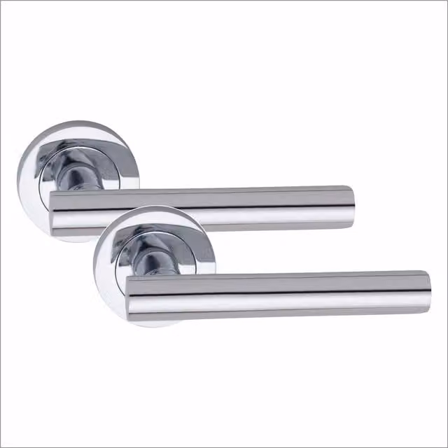 Golden Grace Chrome Bathroom Door Handle Set