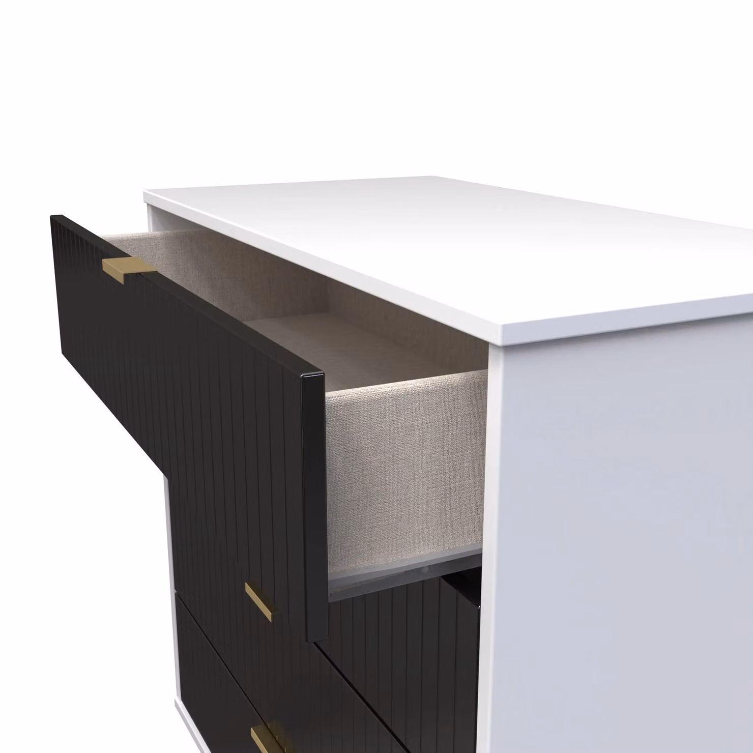 Ready Assembled 2 U Bexley 4 Drawer Chest in Matt True Black and Gold – 4