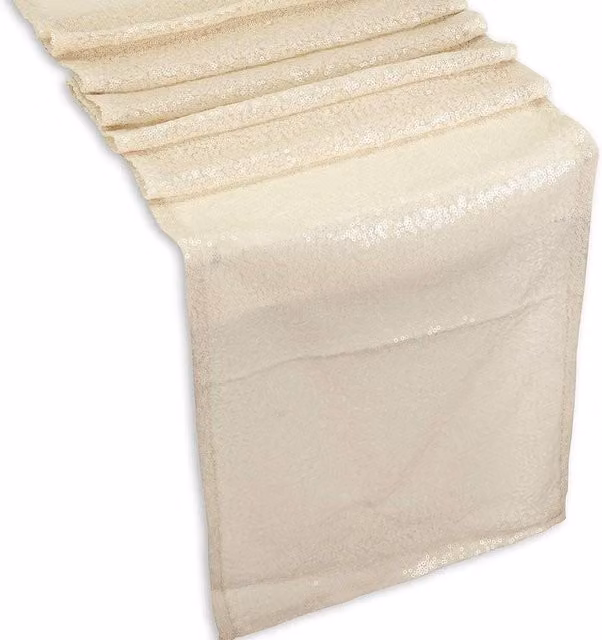 Trimming Shop Ivory Glitter Sequin Rectangular Table Runner