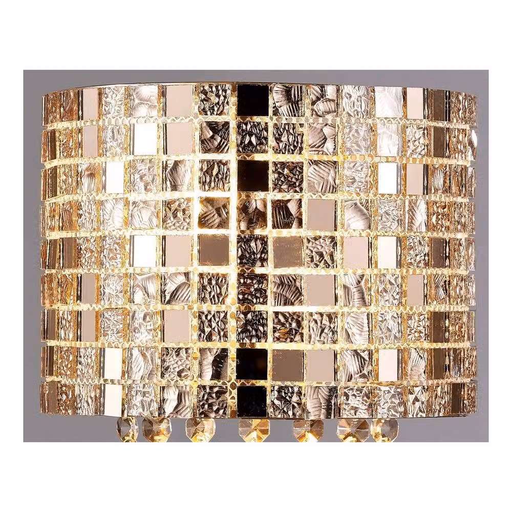 Netlighting Camden 2 Light Wall Lamp in Gold with Mosaic Glass and Crystal – 2
