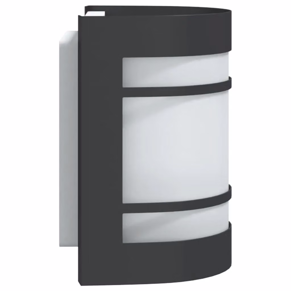 Berkfield Home Set of 2 Black Stainless Steel and Glass Outdoor Wall Lights for Garden – 4