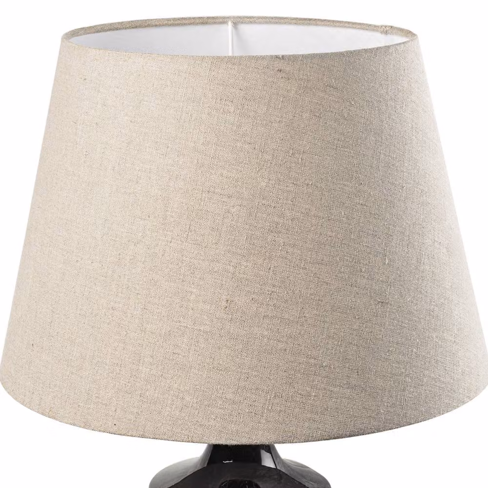 Elm Home And Garden Large Modern Table Lamp in Black and Brown Wash Enamel with Beige Fabric Shade – 3