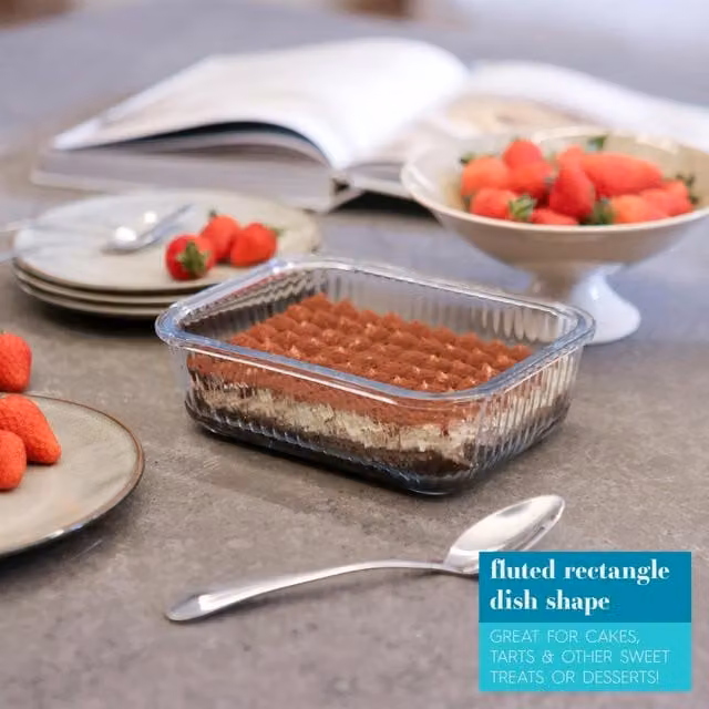Argon Tableware Rectangular Glass Cake Dish, Clear/White, 20 x 15 cm
