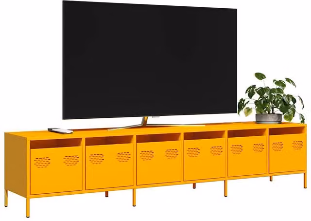 Berkfield Home Industrial TV Cabinet in Mustard Yellow, W/D/H: 202 x 43.5 x 43.5 cm