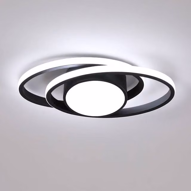 Pheashine Black Oval Ring LED Ceiling Light, 39W, 6500K Cool White, W: 38.5 cm, D: 18 cm