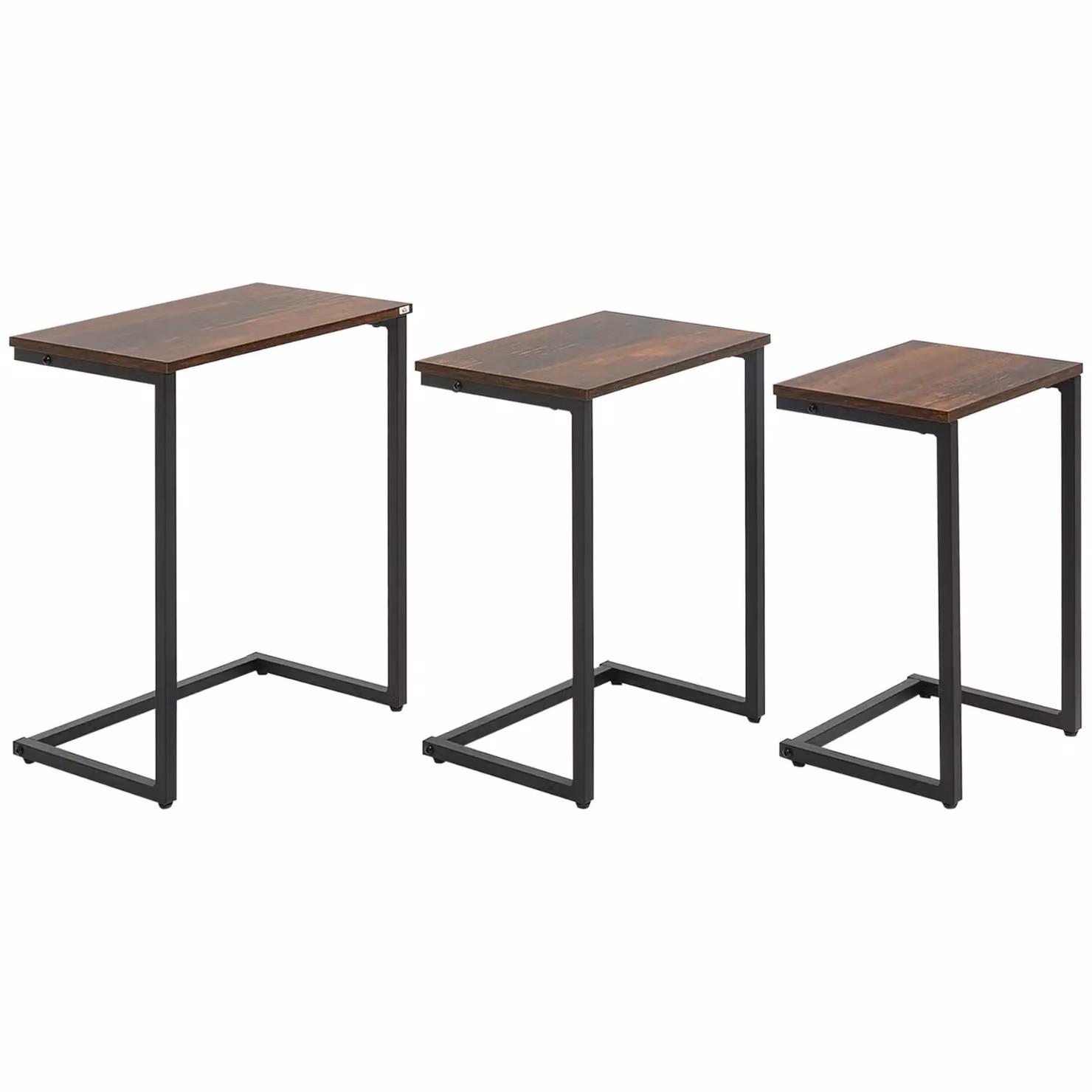 Rafaelo Mobilia 3 Piece C-Shaped Nesting Tables in Brown and Black – 4