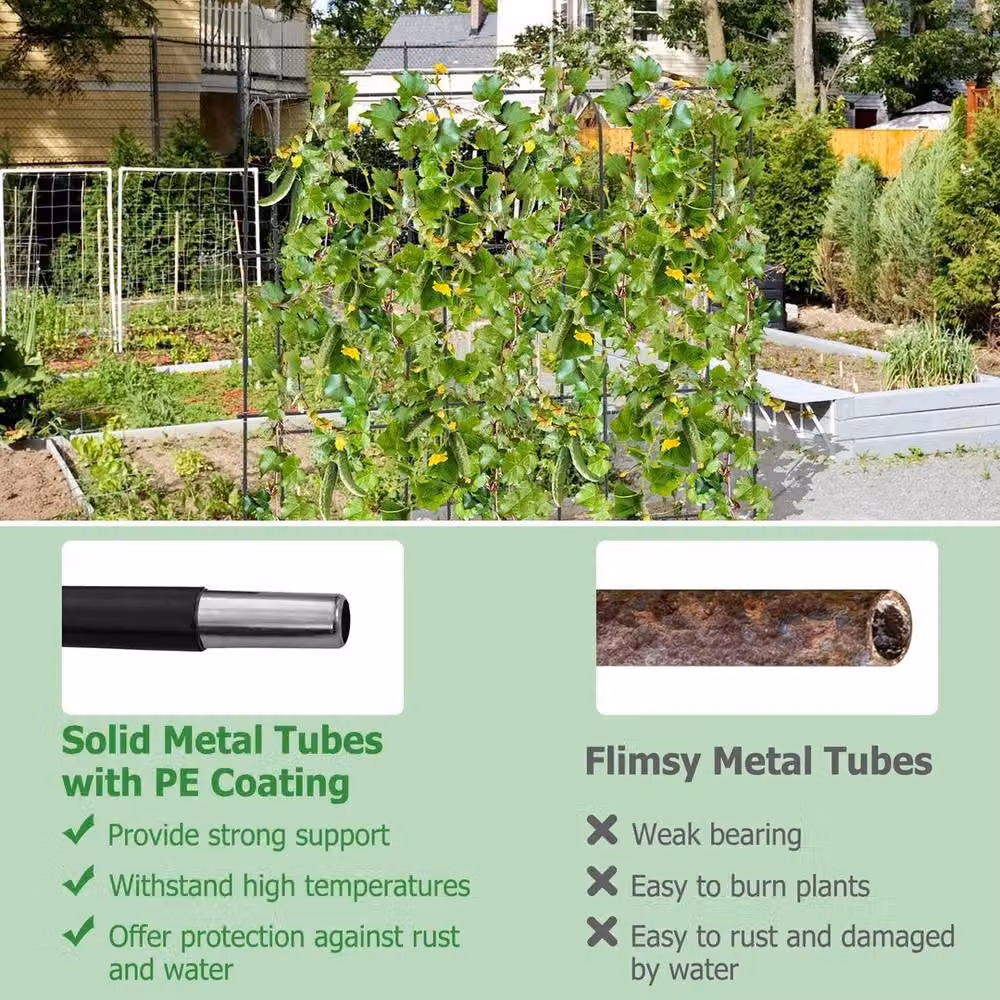 SPETLEK Black Metal Arched Trellis Outdoor Plant Grow Support Frame for Ornamental and Vegetable Gardens – 5
