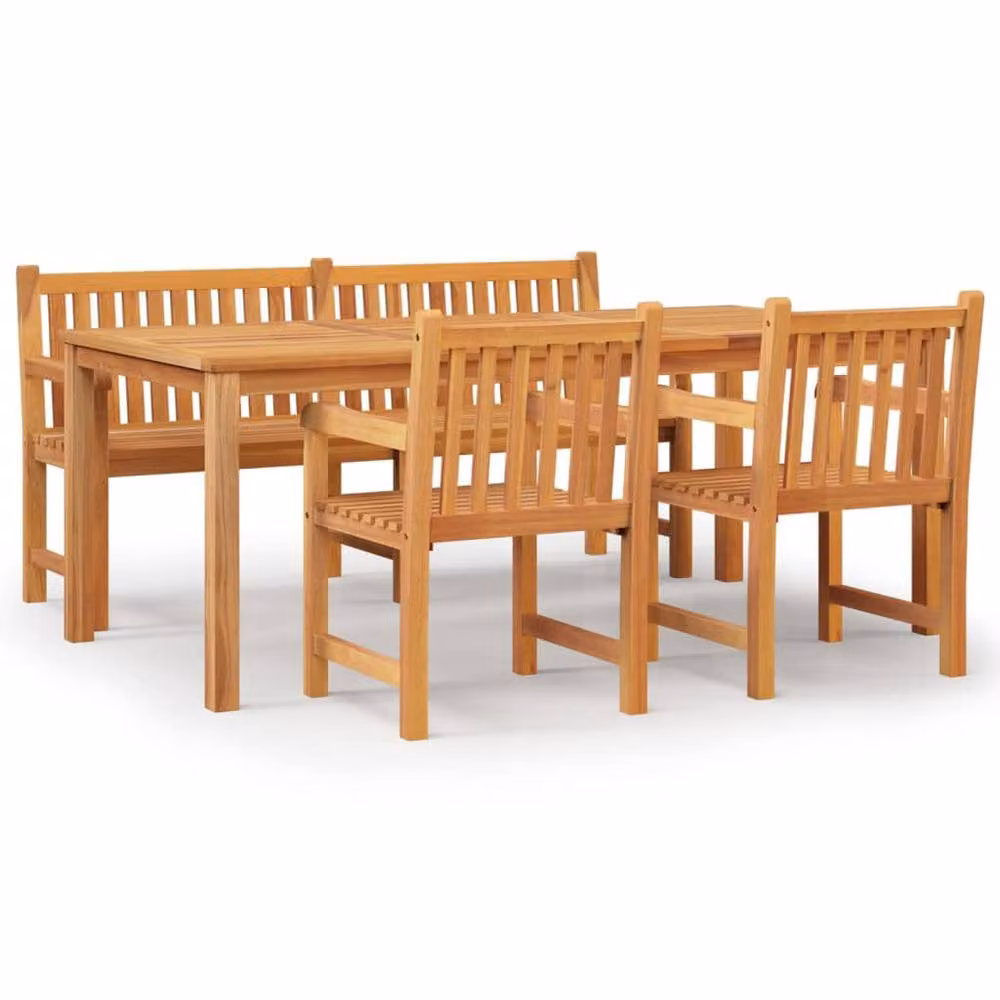 Berkfield Home 4 Piece Garden Dining Set in Brown Solid Wood Teak – 2