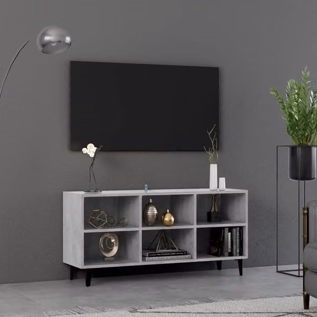Berkfield Home Industrial TV Cabinet with Metal Legs in Concrete Grey, W: 103.5 cm, D: 30 cm, H: 50 cm – 1