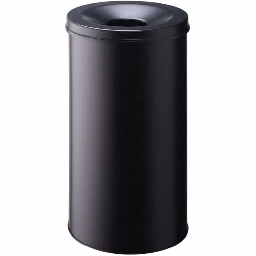 Durable Black Steel Metal Fire Extinguishing Swing Waste Bin, 60L, W: 37.5 cm, D: 37.5 cm, H: 66.2 cm – 1