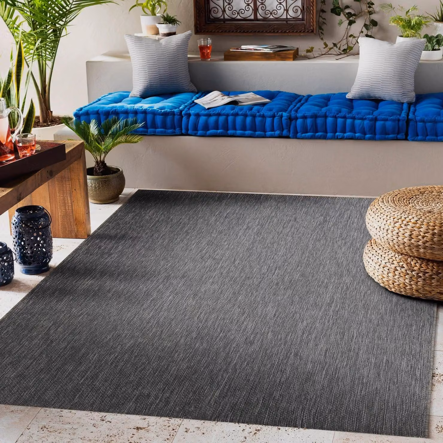 RugsX Flat Weave Polypropylene Rectangular Rug in Grey and Multicolour, W: 80 cm, L: 150 cm – 3