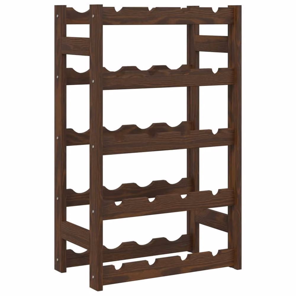 Berkfield Home Rustic Brown Solid Pine Wall Mounted Wine Rack for 20 Bottles – 2