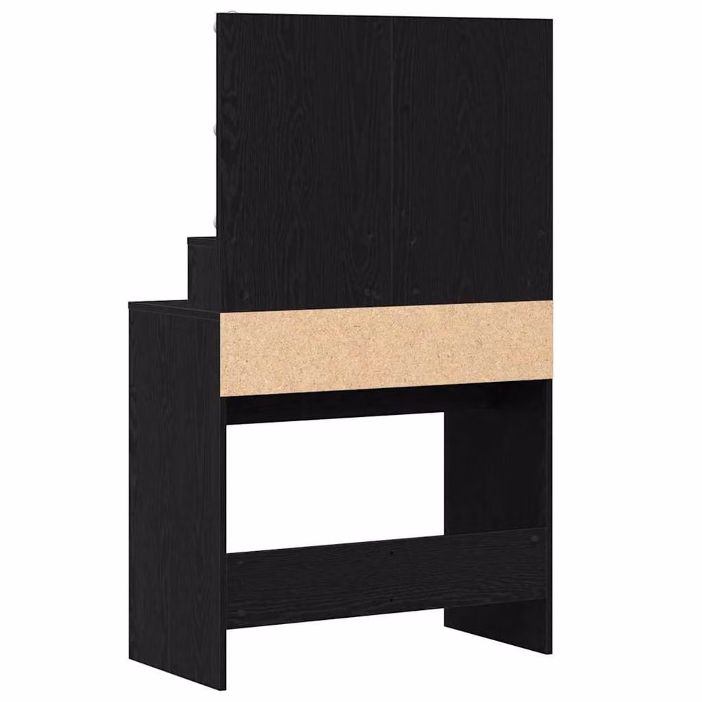 Berkfield Home Black Oak Minimalist Dressing Table with Hollywood LED Mirror – 5