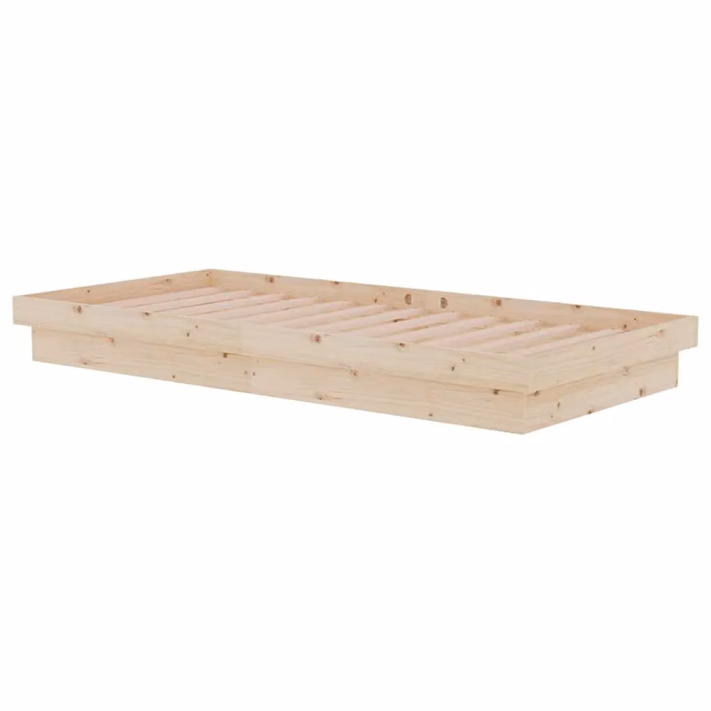 Berkfield Home Single Solid Wood Pine Bed Frame, Brown, W/D/H: 90 x 190 cm – 2