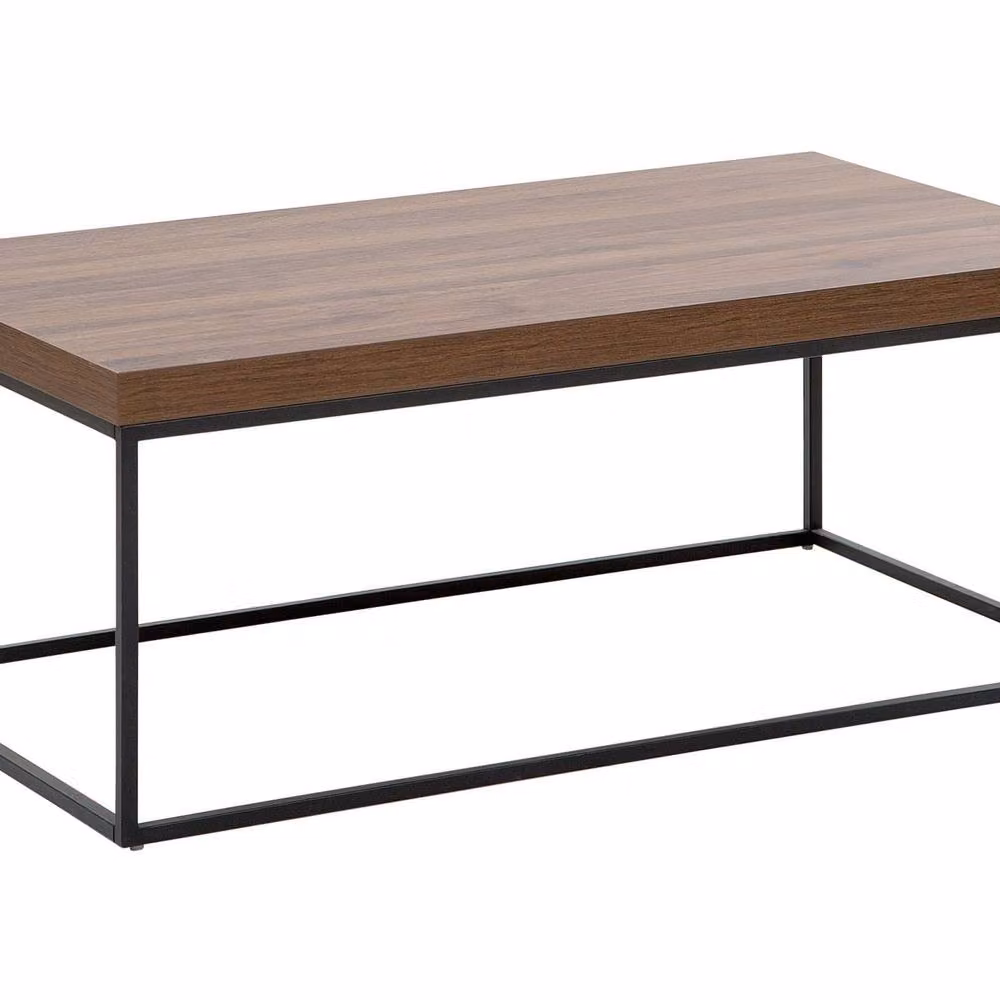 Wyld and Coco Industrial Glam Coffee Table with Dark Brown Top and Black Metal Base, W: 100 cm, D: 60 cm, H: 40 cm – 2
