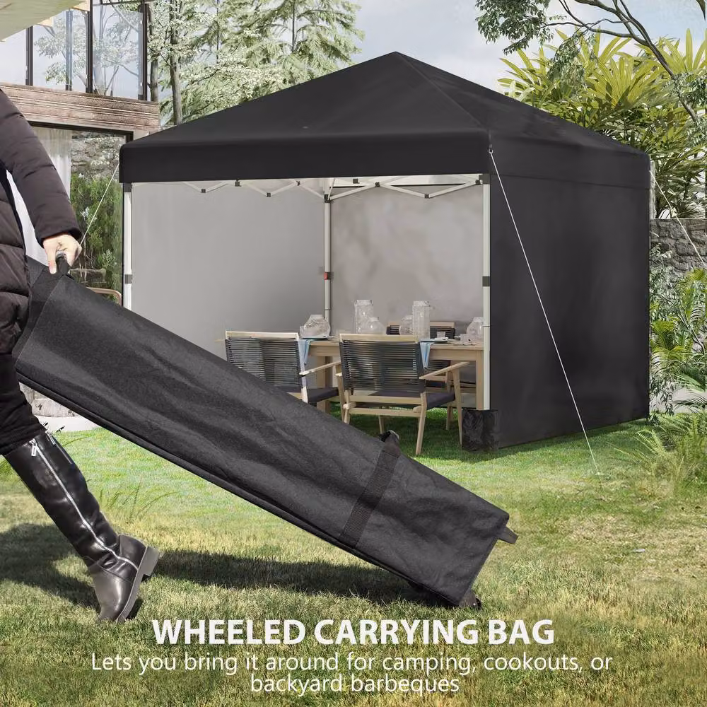 Outsunny Black Pop Up Gazebo with Sidewalls and Wheeled Bag W/D/H: 300 x 300 x 275 cm – 10