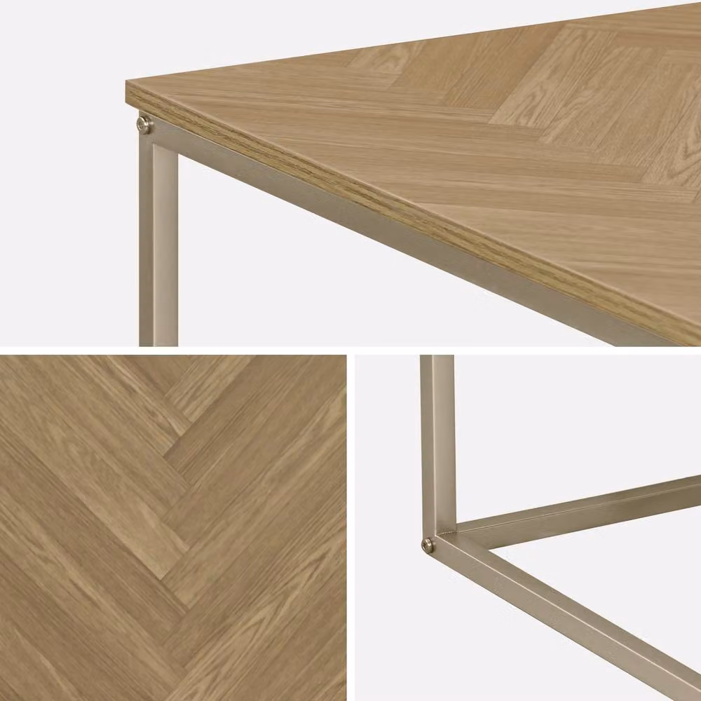 sweeek Herringbone Square Coffee Table in Light Brown – 2