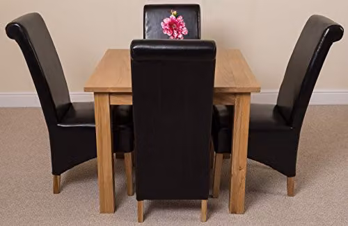 Thats Furniture Oslo Square Oak Dining Table and 4 Montana Black Leather Chairs W/D/H: 90 x 90 x 77 cm – 3