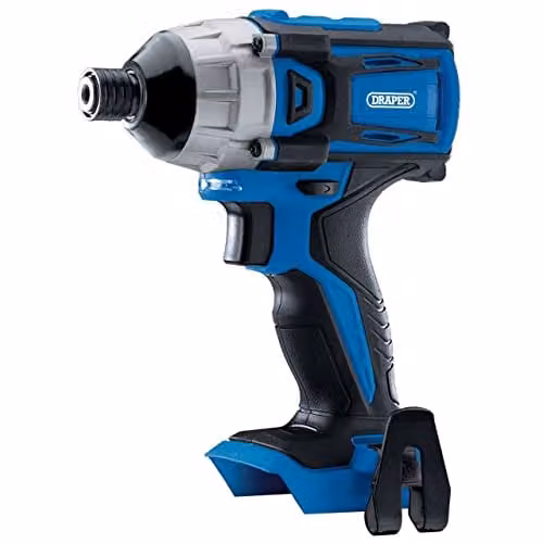 Draper 55375 D20 20V Brushless 1/4" Impact Driver in Black and Blue (180Nm) Bare Tool